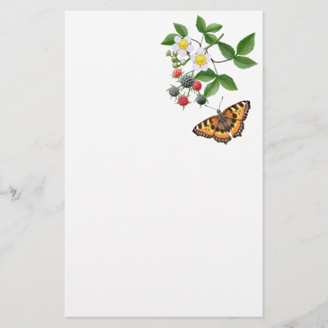 Black Raspberry with Butterfly Stationery (Front)