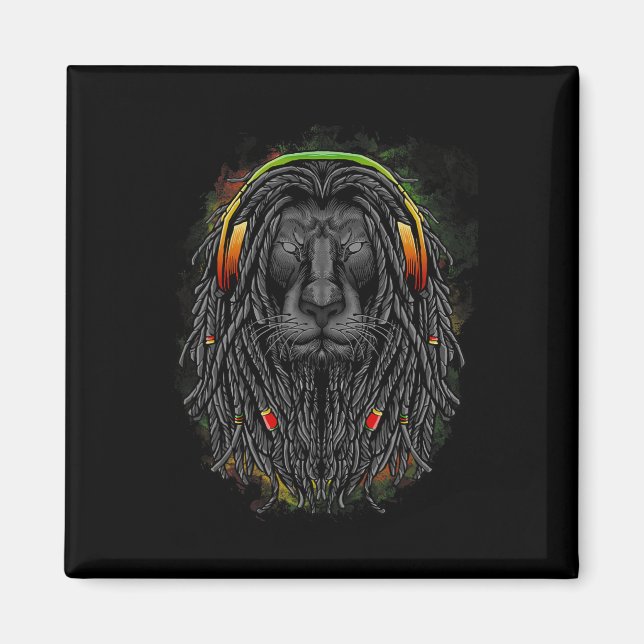 Black Rasta Lion With Dreads - Show Your Pride  Magnet (Front)