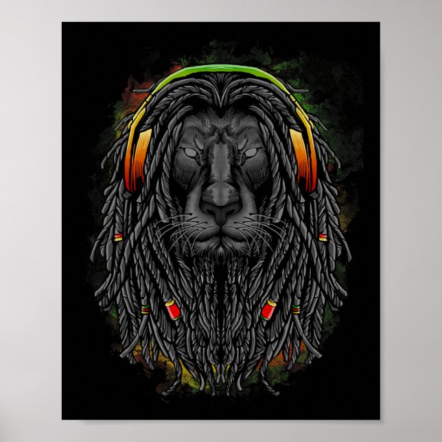Black Rasta Lion With Dreads - Show Your Pride  Poster (Front)