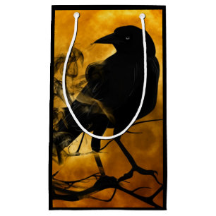 Black raven against a harvest moon gift bag
