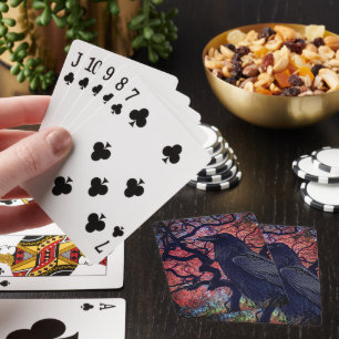 Black Raven and Gnarly Japanese Maple Tree Playing Cards