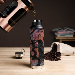 Black Raven and Gnarly Japanese Maple Tree Water Bottle