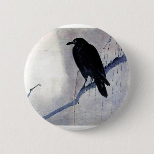 Black Raven Bird 6 Cm Round Badge