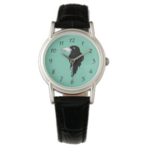 Black Raven Bird Illustration Watch