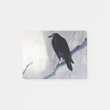 Black raven bird/Japanese woodblock print/note