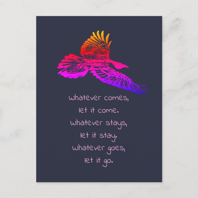 Black Raven Bird Soaring Inspirational Quote  Postcard (Front)