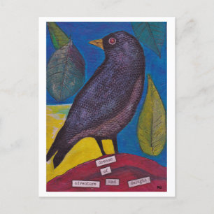 Black Raven Collage Card Postcard