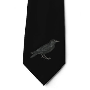 Black Raven Crow Neck Tie Black on Black