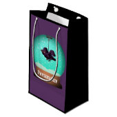Black raven crow snow globe purple whimsical  small gift bag (Front Angled)