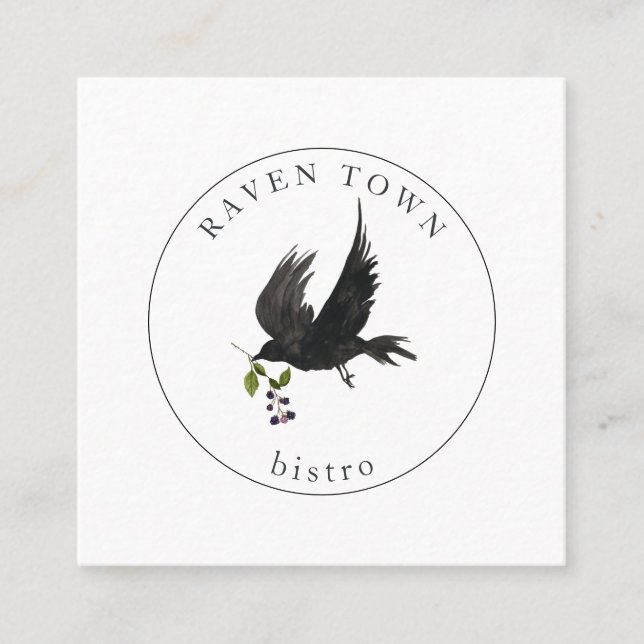 Black Raven Crow Square Business Card (Front)