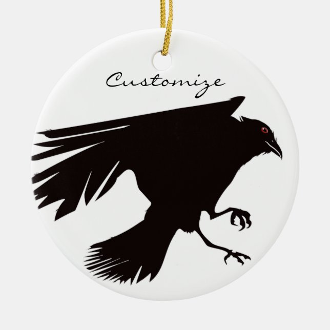 Black Raven Flying Thunder_Cove Ceramic Tree Decoration (Front)