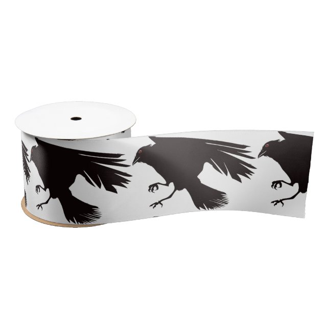 Black Raven Flying Thunder_Cove Satin Ribbon (Spool)