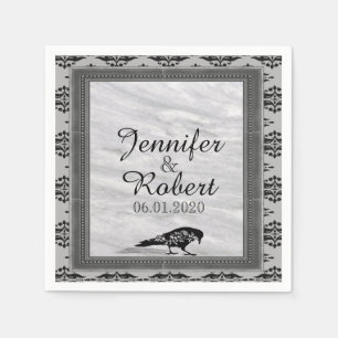 Black Raven Gothic Frame Wedding Napkin
