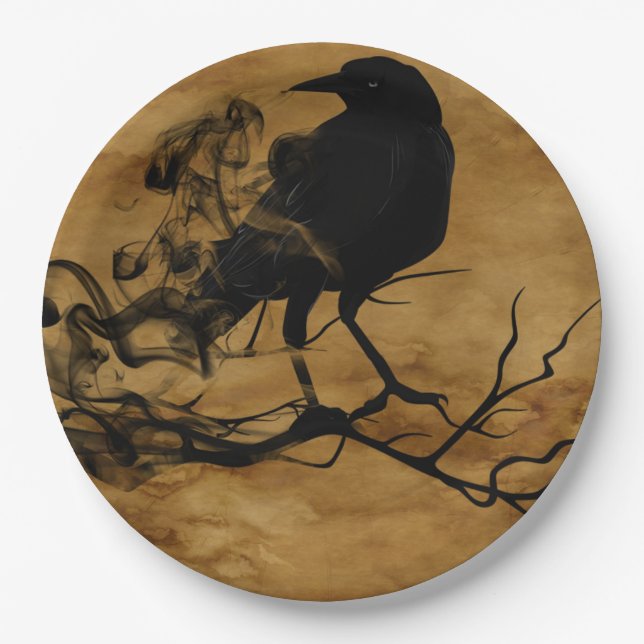 Black Raven Magic Halloween Party  Paper Plate (Front)