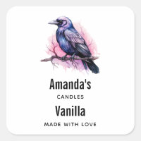 Black Raven on a Branch Candle Business