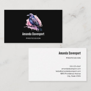 Black Raven on a Branch Illustration Business Card