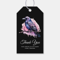 Black Raven on a Branch Illustration Thank You
