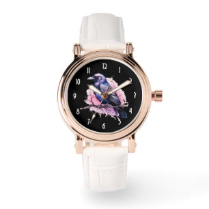 Black Raven on a Branch Illustration Watch