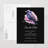 Black Raven on a Branch Illustration Wedding