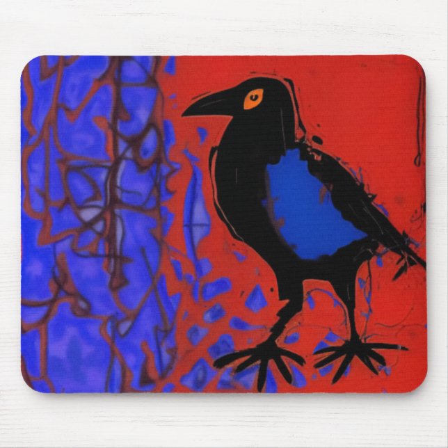 Black raven painting mouse pad (Front)