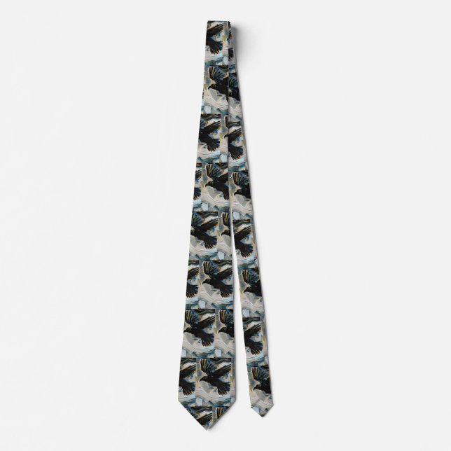 Black raven painting tie (Front)