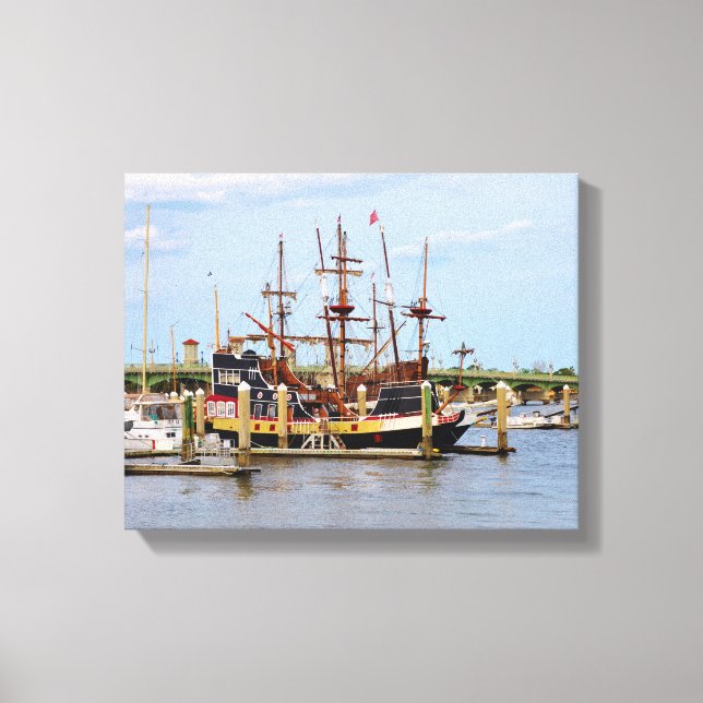Black Raven Pirate Ship Wrapped Canvas (Front)