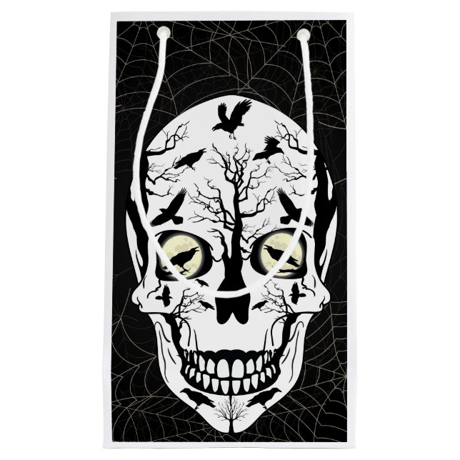 Black Raven Skeleton Skull Gift Bag (Front)