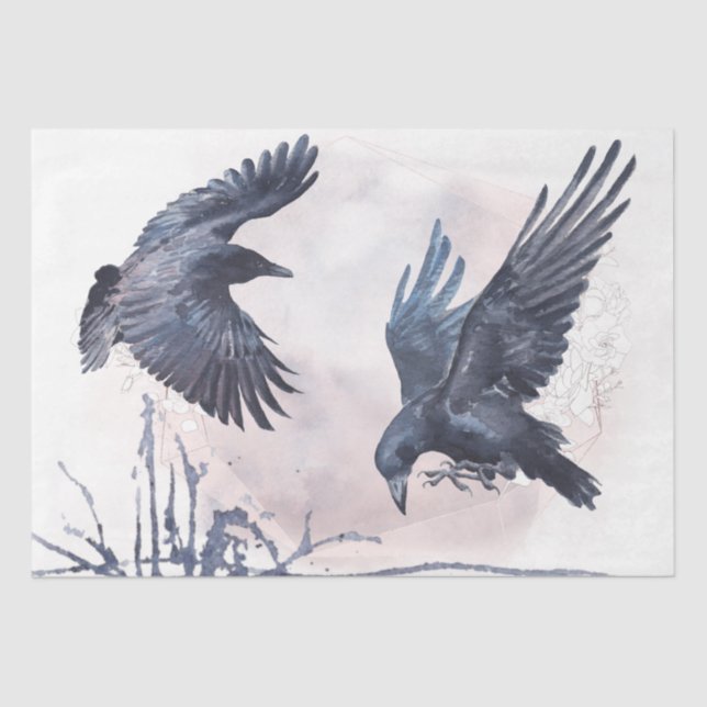 Black Raven Watercolor Tissue Paper (Front)