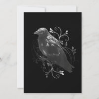 Black Raven With Filigree Leaves Odin Vikings Dark