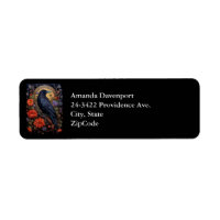 Black Raven with Flowers Gothic Design