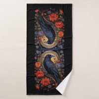 Black Raven with Flowers Gothic Design