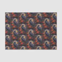 Black Raven with Flowers Gothic Design