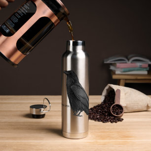 Black Raven With Scientific Name Water Bottle