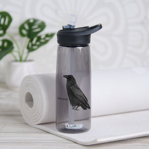 Black Raven With Scientific Name Water Bottle