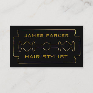 Black Razor Blade Barber Hair Stylist Business Card