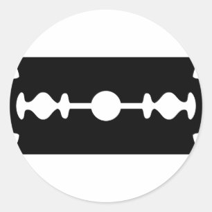 black razor blade classic round sticker