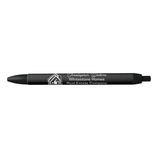 Black Real Estate Company Customized Realtor Black Ink Pen (Front)