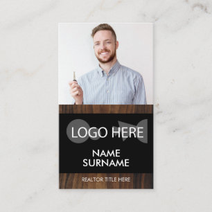 Black Real estate photo wooden rustic Business Card