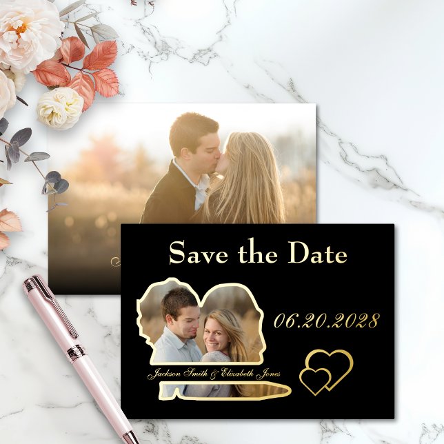 Black Real Foil Photo Save the Date Wedding (Creator Uploaded)