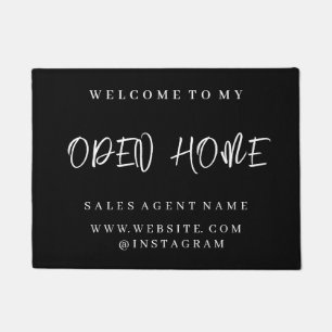 Black Realtor Logo Modern Open House Welcome Mat