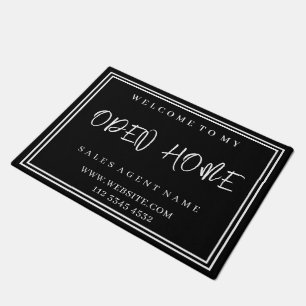 Black Realtor Welcome Mat Custom Open House Sign