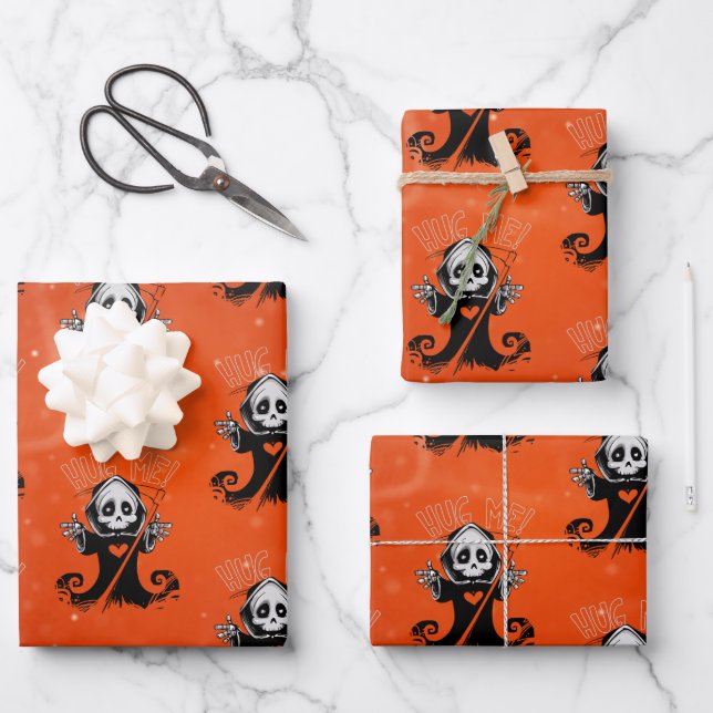 Black Reaper Halloween Wrapping Paper Sheets (Front)