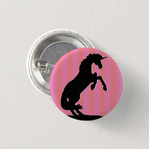 Black Rearing Unicorn (pink striped) 3 Cm Round Badge