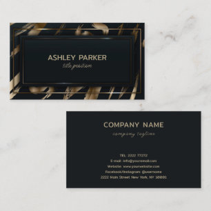 Black Rectangle Gold Brush  Business Card