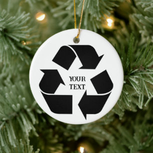 Black Recycle Symbol Photo Christmas Ceramic Tree Decoration