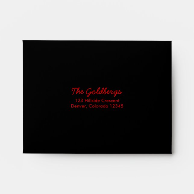 Black Red A2 Address Envelope (Front)