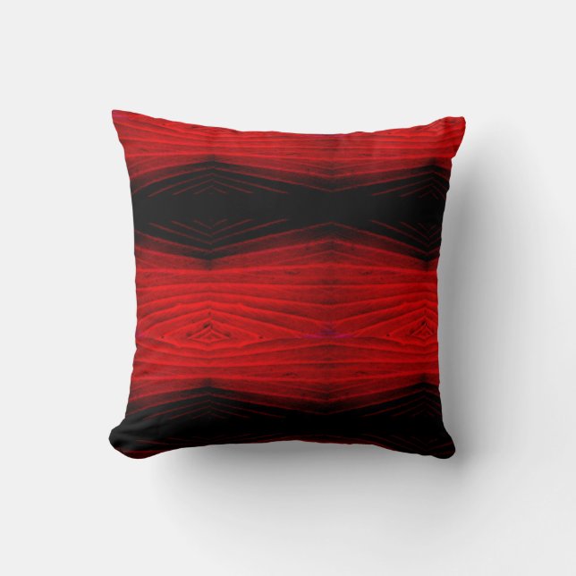 Black, red,  abstract pattern solid back cushion (Front)