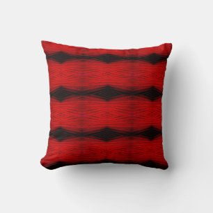 Black, red,  abstract pattern solid back cushion