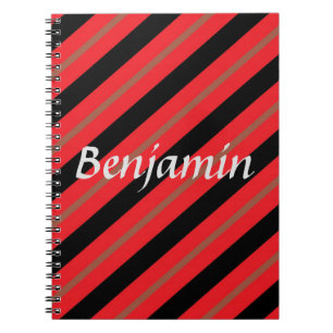 Black, red and brown diagonal stripes notebook