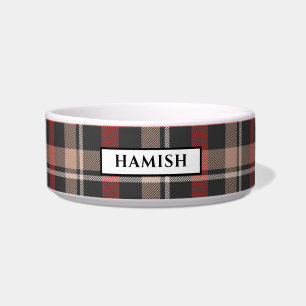 Black Red and Cream Plaid Pattern Bowl